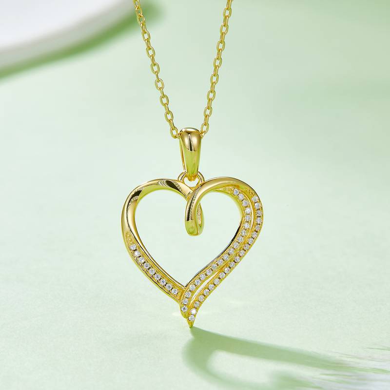 复芯爱心PendantS925银Moissanite厘石D级0.15ct